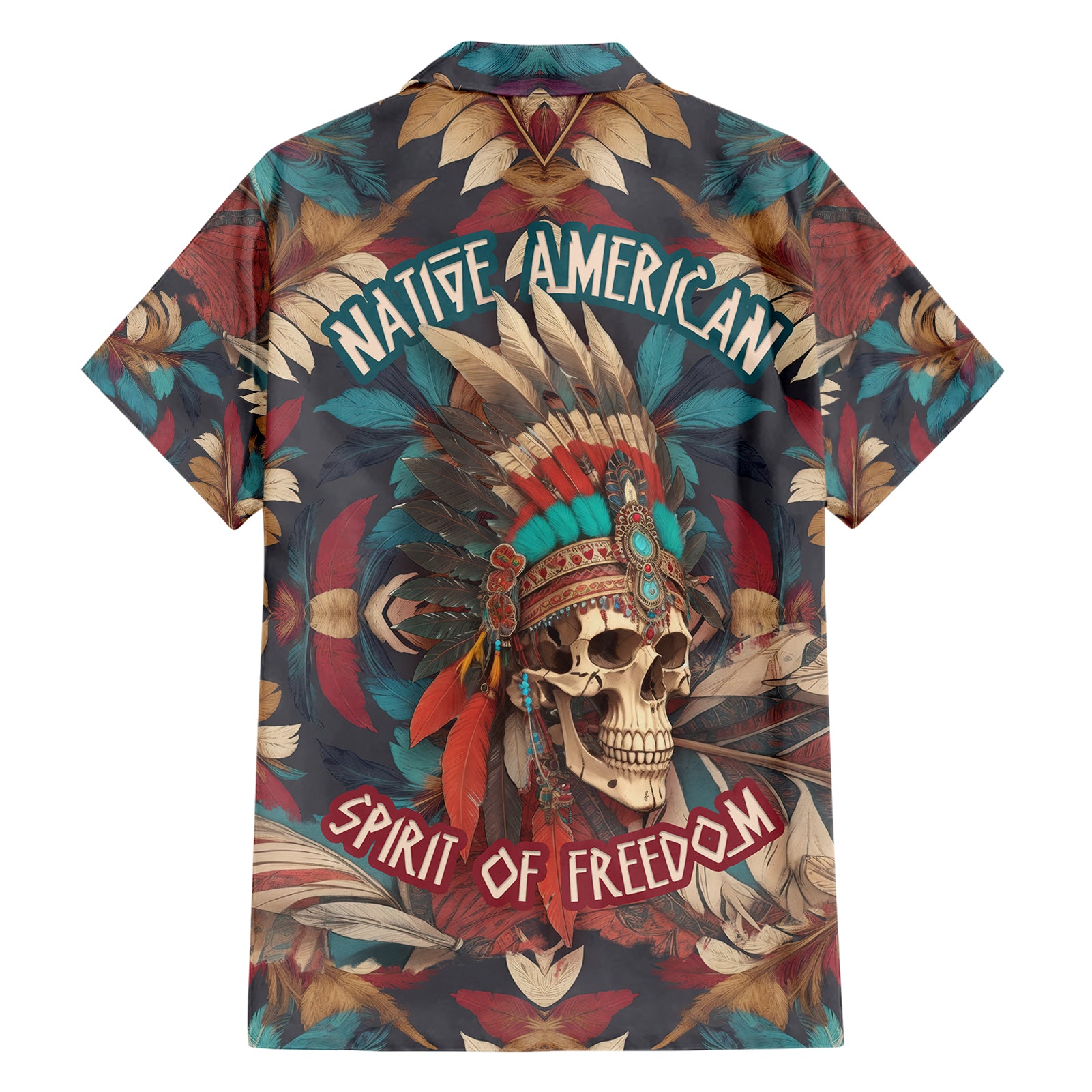 Native American Skull Hawaiian Shirt Native Merican Spirit Of Freedom - Wonder Print Shop