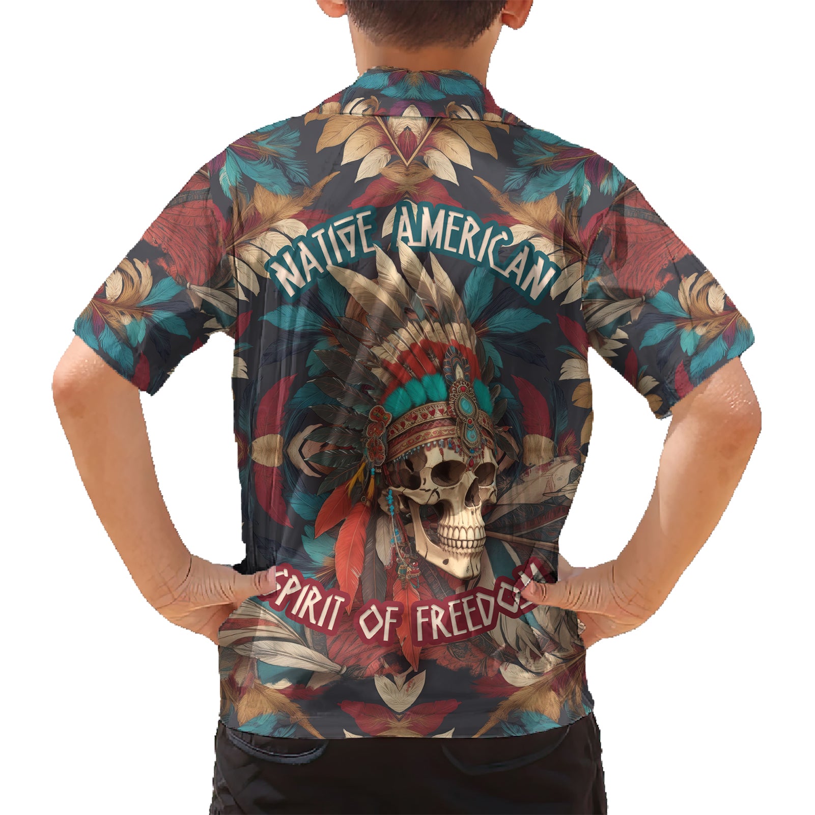 Native American Skull Kid Hawaiian Shirt Native Merican Spirit Of Freedom - Wonder Print Shop