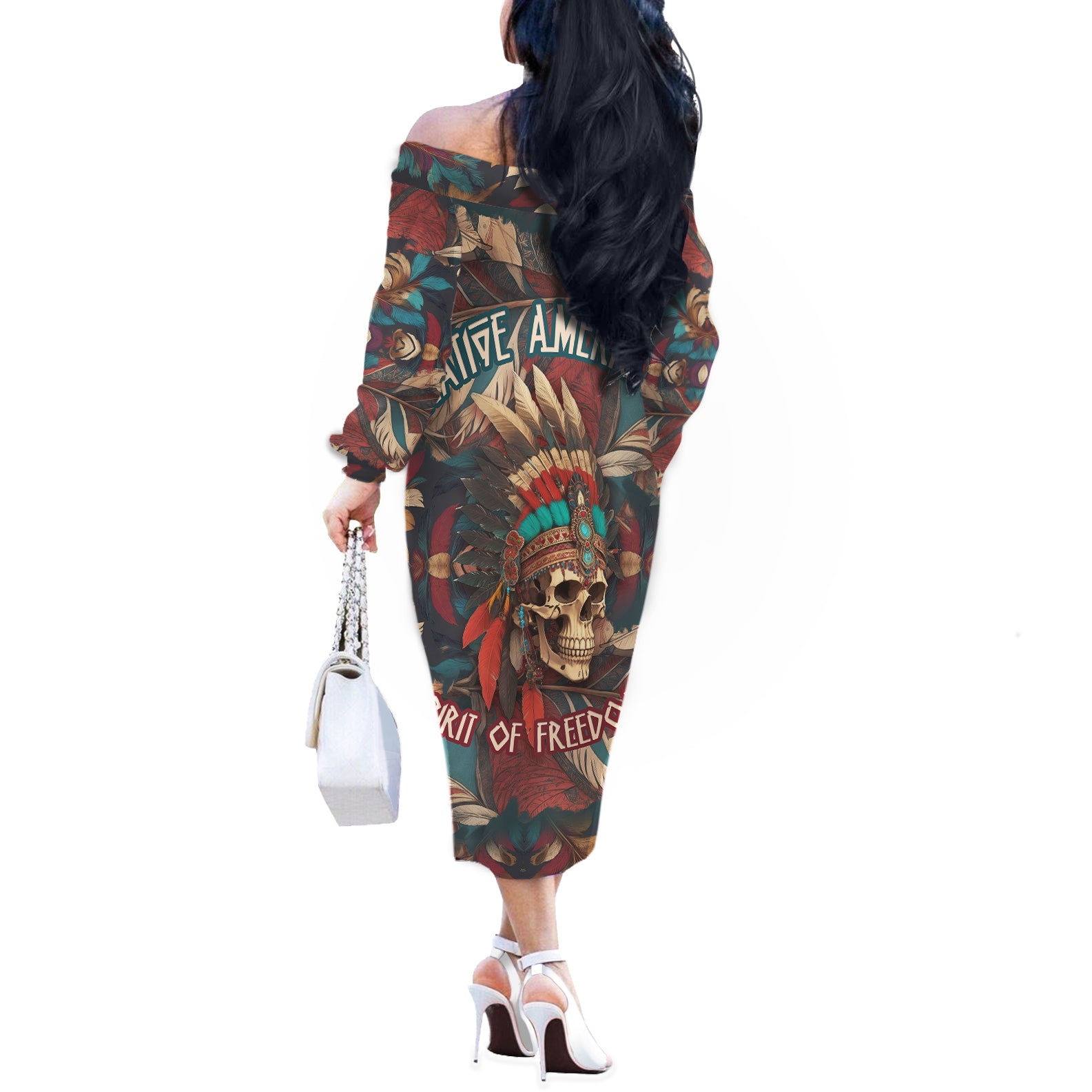 native-american-skull-off-the-shoulder-long-sleeve-dress-native-merican-spirit-of-freedom