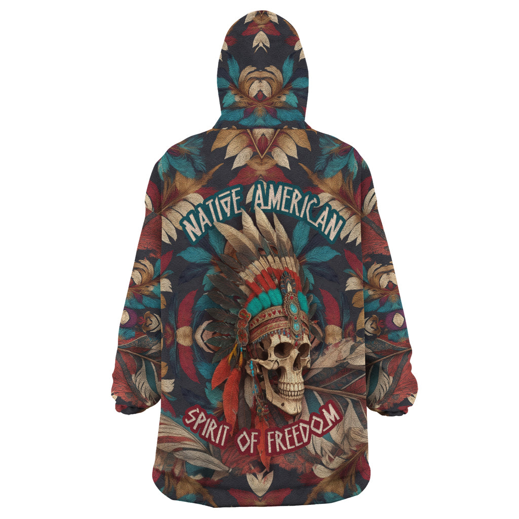 Native American Skull Wearable Blanket Hoodie Native Merican Spirit Of Freedom - Wonder Print Shop