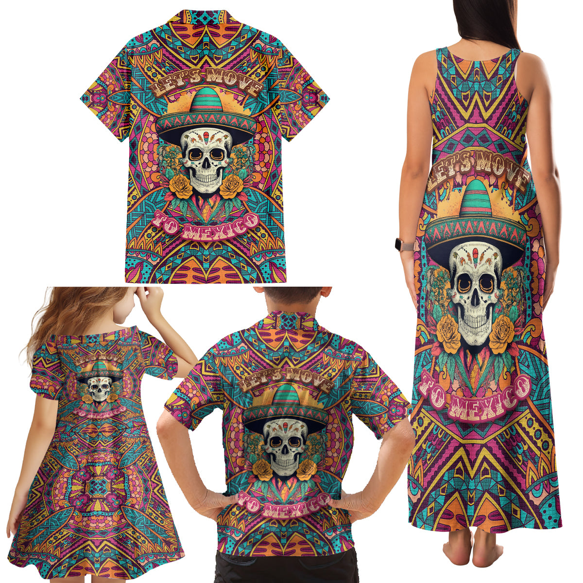 mexico-skull-family-matching-tank-maxi-dress-and-hawaiian-shirt-lets-move-to-mexico