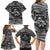 Black and White Metallica Skull Family Matching Long Sleeve Bodycon Dress and Hawaiian Shirt - Wonder Print Shop