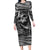 Black and White Metallica Skull Family Matching Long Sleeve Bodycon Dress and Hawaiian Shirt - Wonder Print Shop