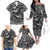 Black and White Metallica Skull Family Matching Off Shoulder Long Sleeve Dress and Hawaiian Shirt - Wonder Print Shop