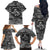 Black and White Metallica Skull Family Matching Off Shoulder Long Sleeve Dress and Hawaiian Shirt - Wonder Print Shop