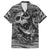 Black and White Metallica Skull Family Matching Off Shoulder Long Sleeve Dress and Hawaiian Shirt - Wonder Print Shop