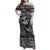 Black and White Metallica Skull Family Matching Off Shoulder Maxi Dress and Hawaiian Shirt - Wonder Print Shop