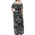 Black and White Metallica Skull Family Matching Off Shoulder Maxi Dress and Hawaiian Shirt - Wonder Print Shop