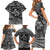 Black and White Metallica Skull Family Matching Short Sleeve Bodycon Dress and Hawaiian Shirt - Wonder Print Shop