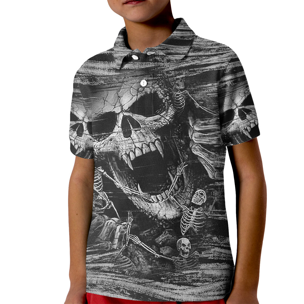 Black and White Metallica Skull Kid Polo Shirt - Wonder Print Shop