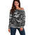 Black and White Metallica Skull Off Shoulder Sweater - Wonder Print Shop