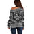 Black and White Metallica Skull Off Shoulder Sweater - Wonder Print Shop