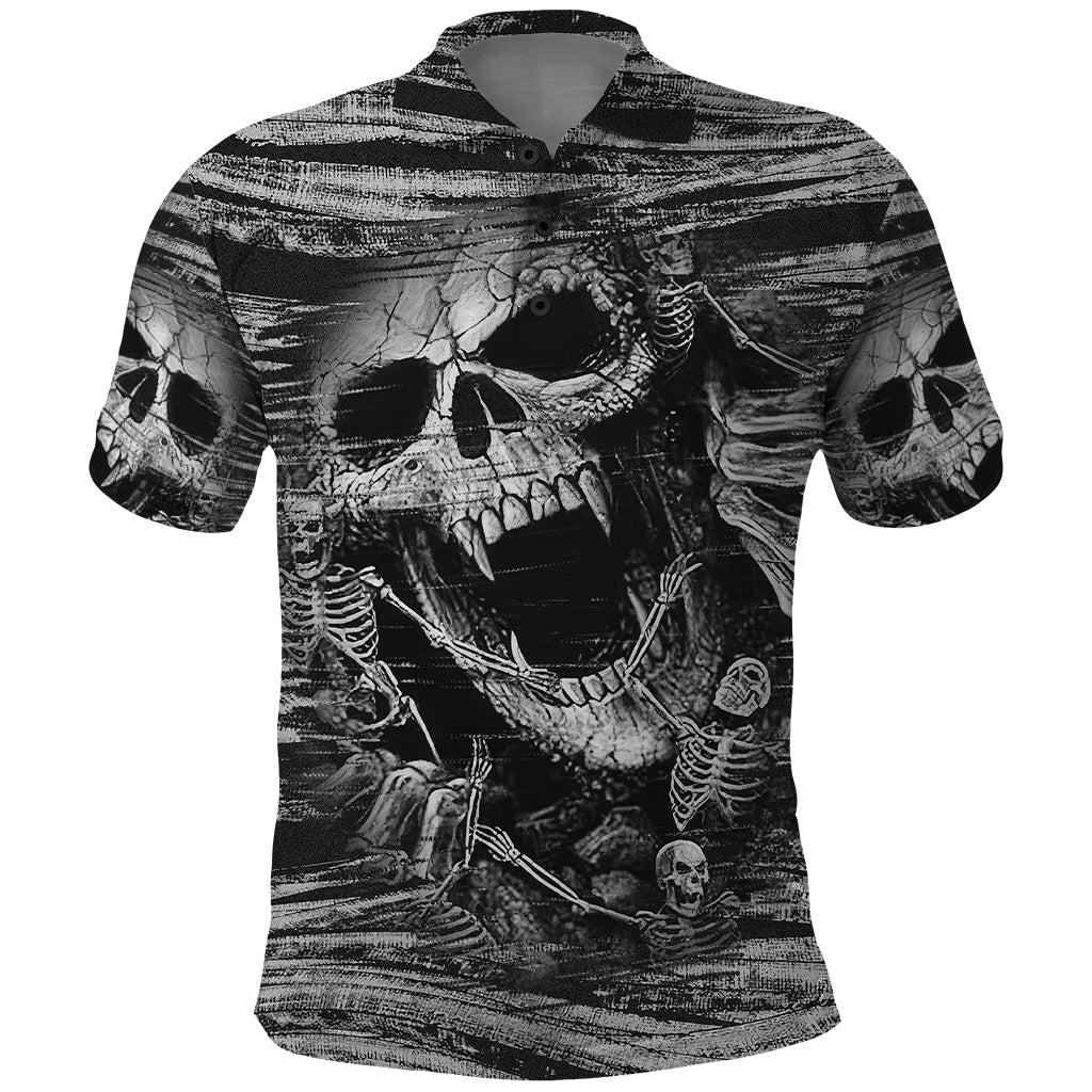 Black and White Metallica Skull Polo Shirt - Wonder Print Shop