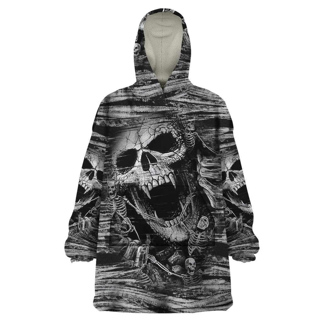 Black and White Metallica Skull Wearable Blanket Hoodie - Wonder Print Shop