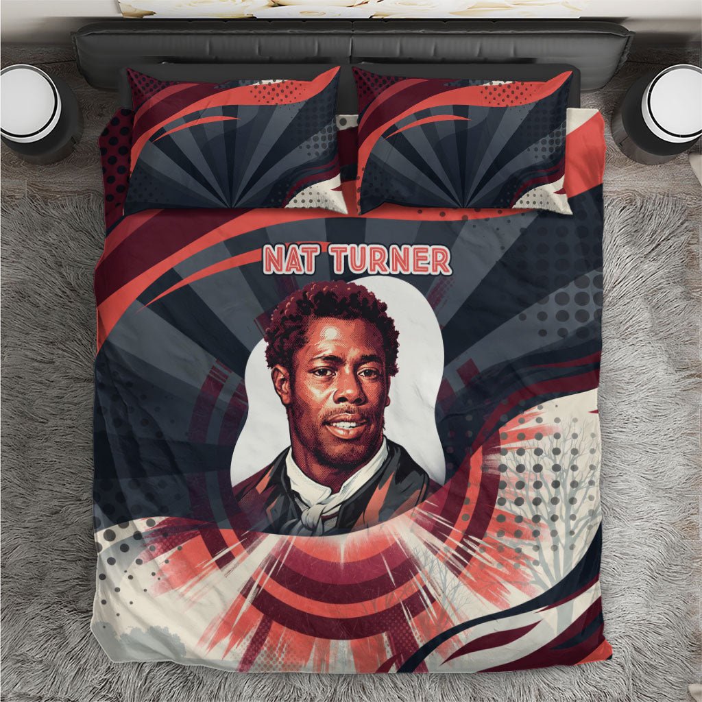 Nat Turner Black History Bedding Set Retro Pop Art Swirl Sunburst Portrait Freedom