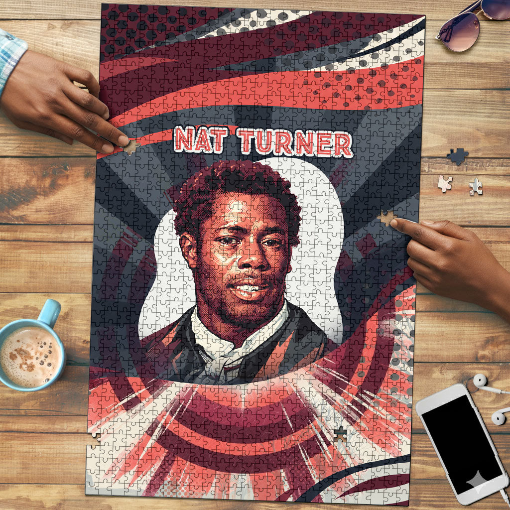 Nat Turner Black History Puzzle Retro Pop Art Swirl Sunburst Portrait Freedom