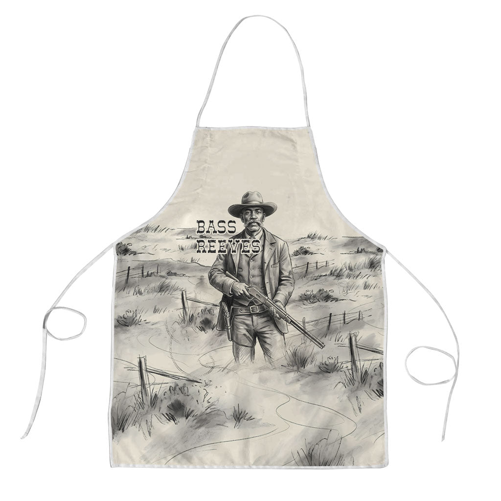 Bass Reeves Lawman Western Marshal Apron Vintage Charcoal Sketch Indomitable Black Cowboy Legend