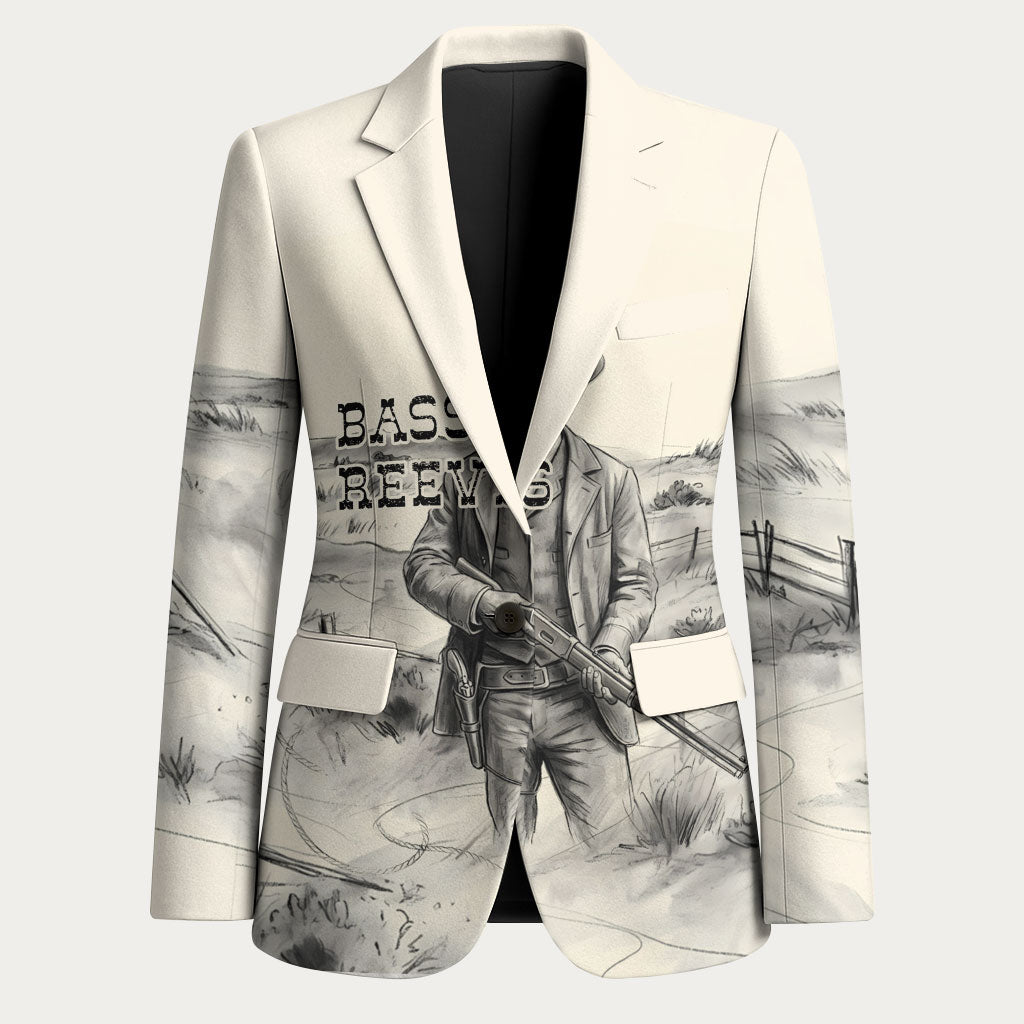 Bass Reeves Lawman Western Marshal Blazer Vintage Charcoal Sketch Indomitable Black Cowboy Legend