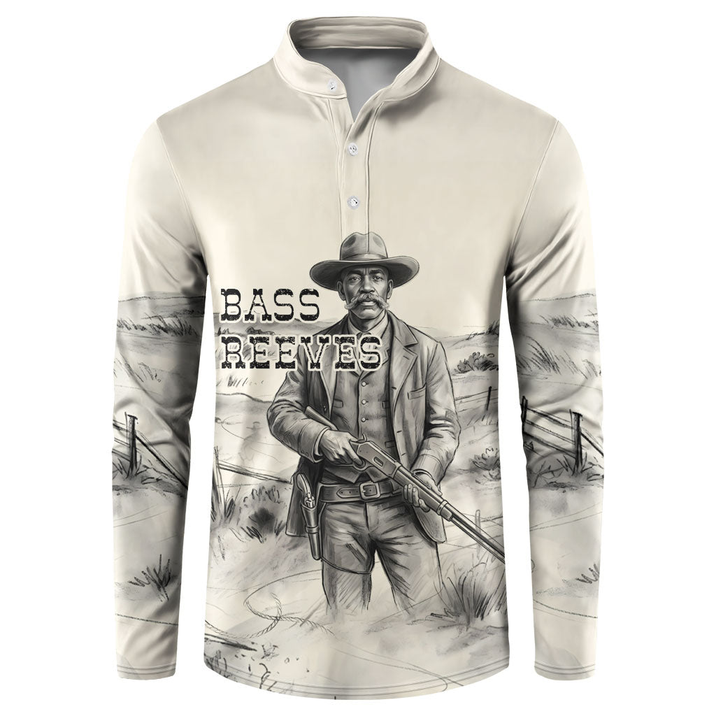 Bass Reeves Lawman Western Marshal Button Sweatshirt Vintage Charcoal Sketch Indomitable Black Cowboy Legend