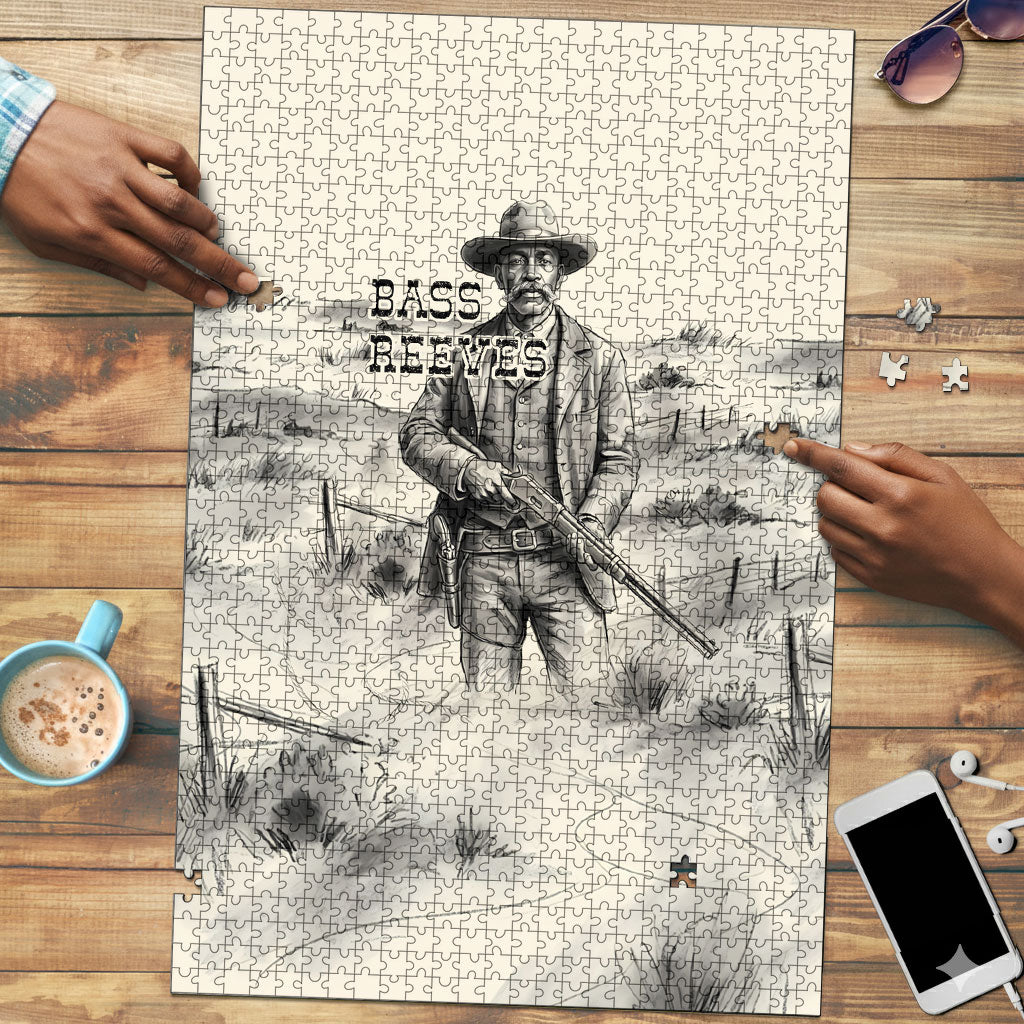 Bass Reeves Lawman Western Marshal Puzzle Vintage Charcoal Sketch Indomitable Black Cowboy Legend