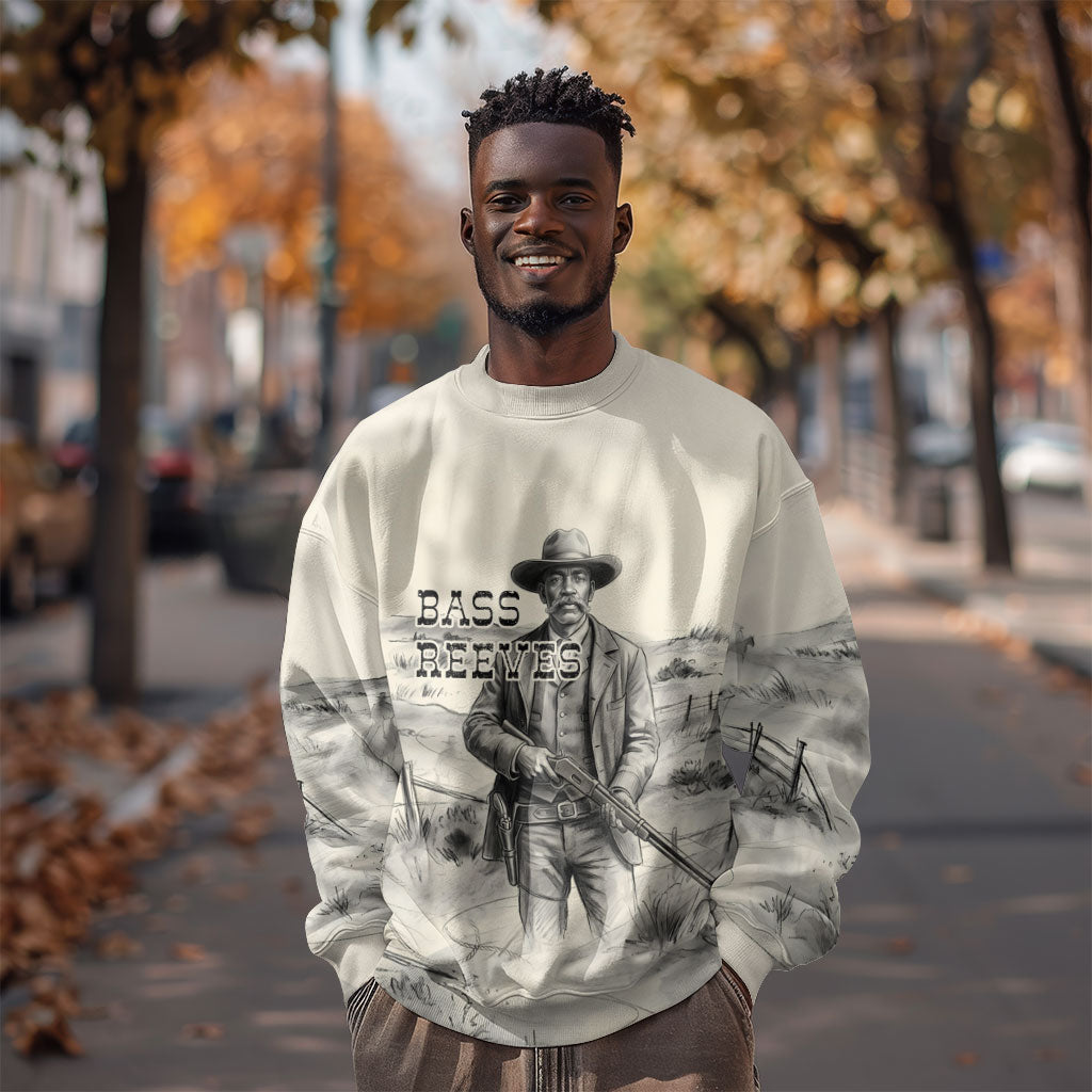 Bass Reeves Lawman Western Marshal Sweatshirt Vintage Charcoal Sketch Indomitable Black Cowboy Legend