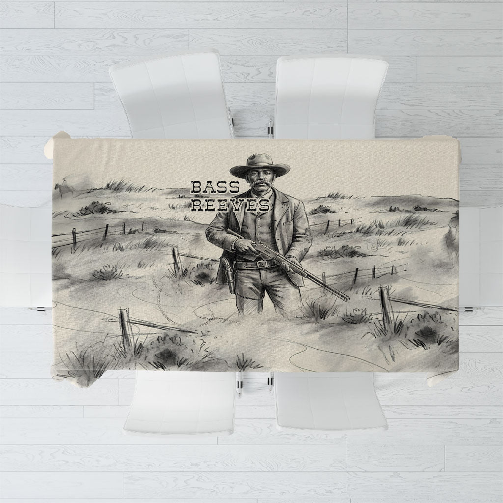Bass Reeves Lawman Western Marshal Tablecloth Vintage Charcoal Sketch Indomitable Black Cowboy Legend
