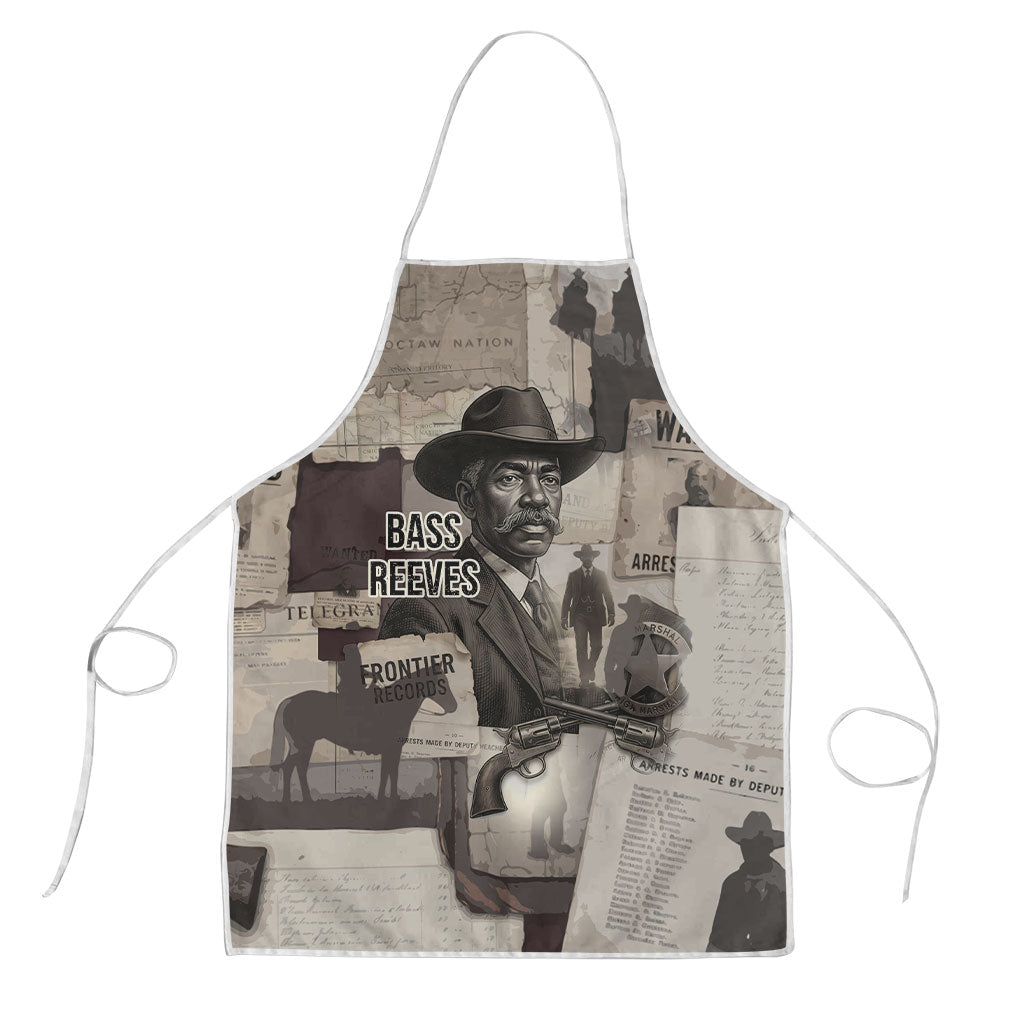 Bass Reeves Black Cowboy Lawman Apron Vintage Newspaper Collage Old West Legend Sketch