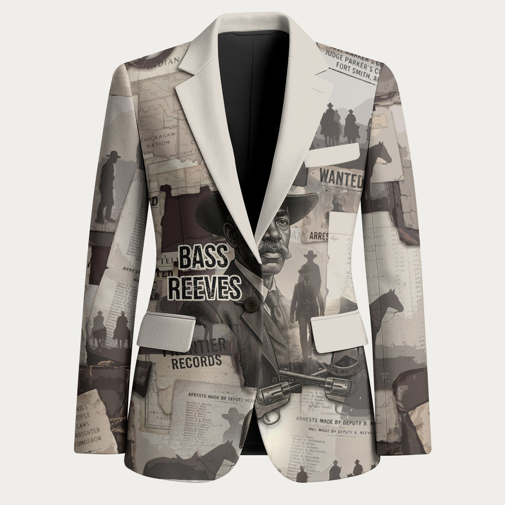 Bass Reeves Black Cowboy Lawman Blazer Vintage Newspaper Collage Old West Legend Sketch
