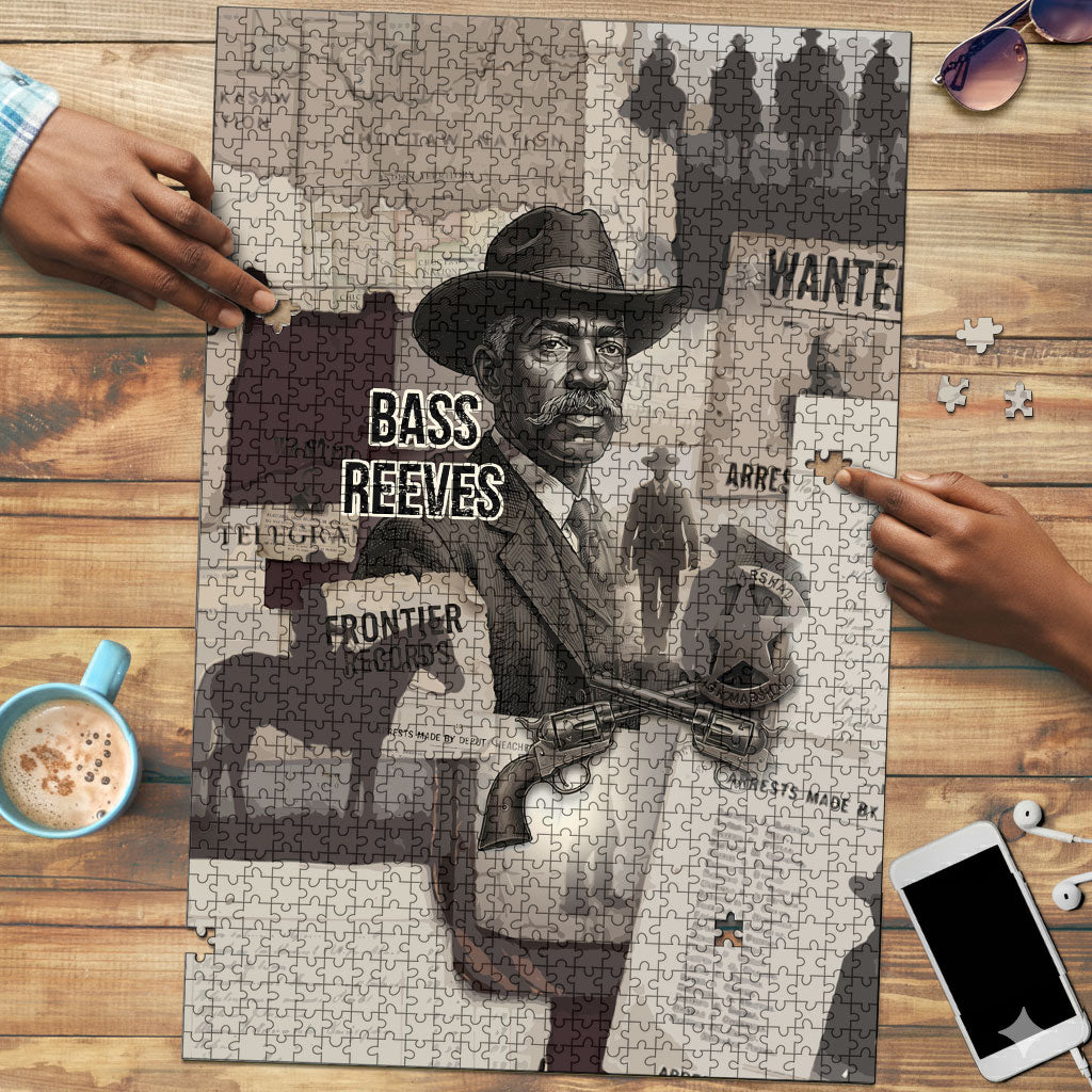 Bass Reeves Black Cowboy Lawman Puzzle Vintage Newspaper Collage Old West Legend Sketch