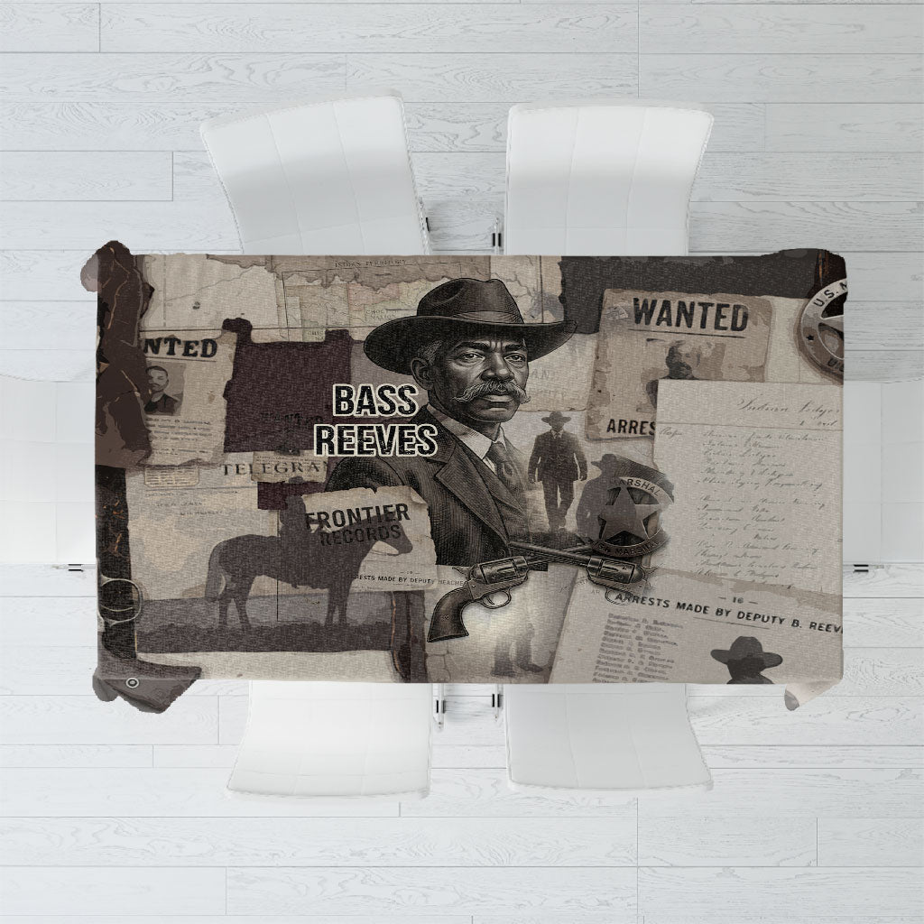 Bass Reeves Black Cowboy Lawman Tablecloth Vintage Newspaper Collage Old West Legend Sketch