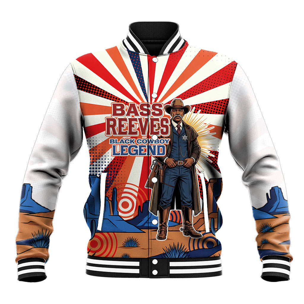 Bass Reeves Black Cowboy Legend Baseball Jacket Retro Comic Pop Art Sunburst Western US Marshal Badge