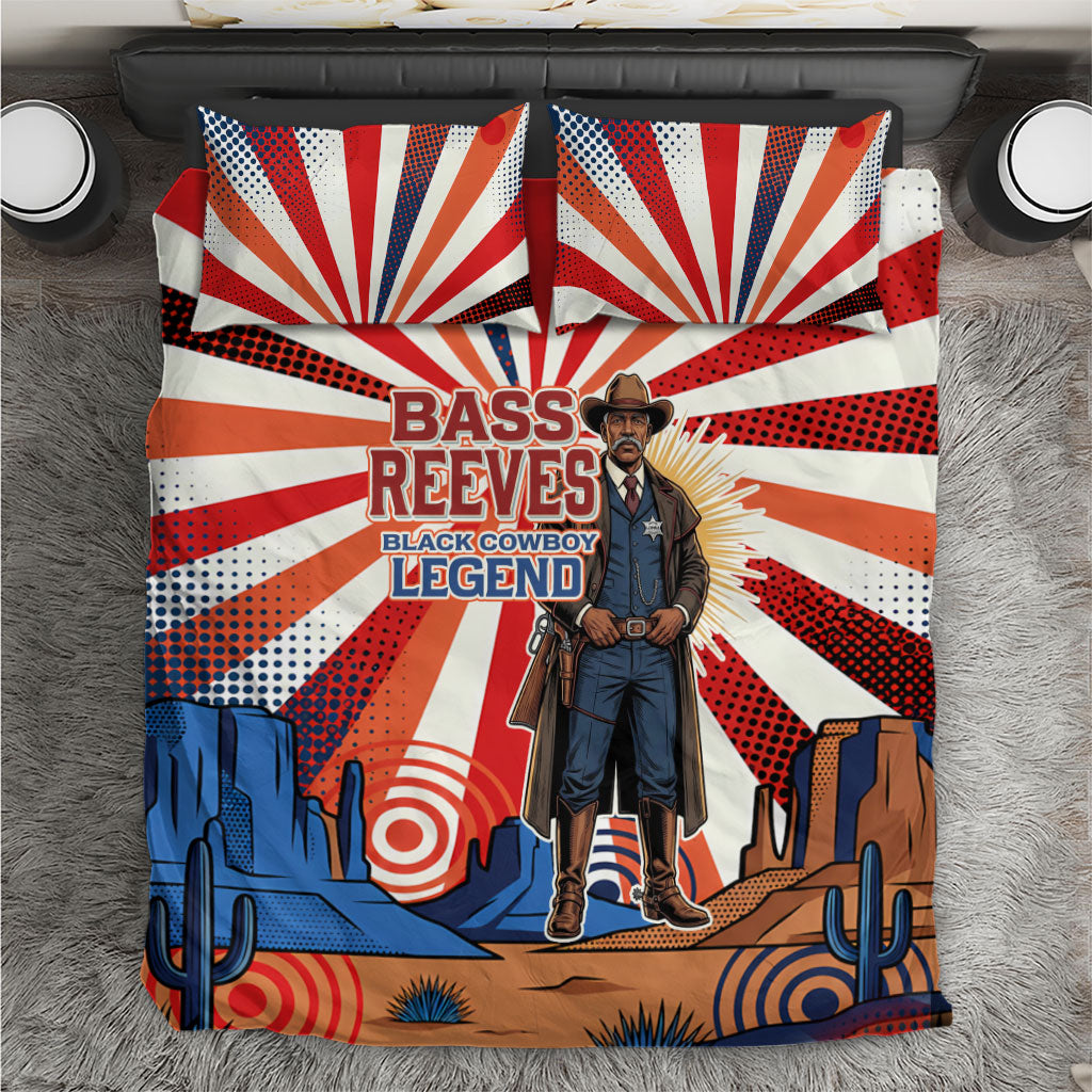 Bass Reeves Black Cowboy Legend Bedding Set Retro Comic Pop Art Sunburst Western US Marshal Badge