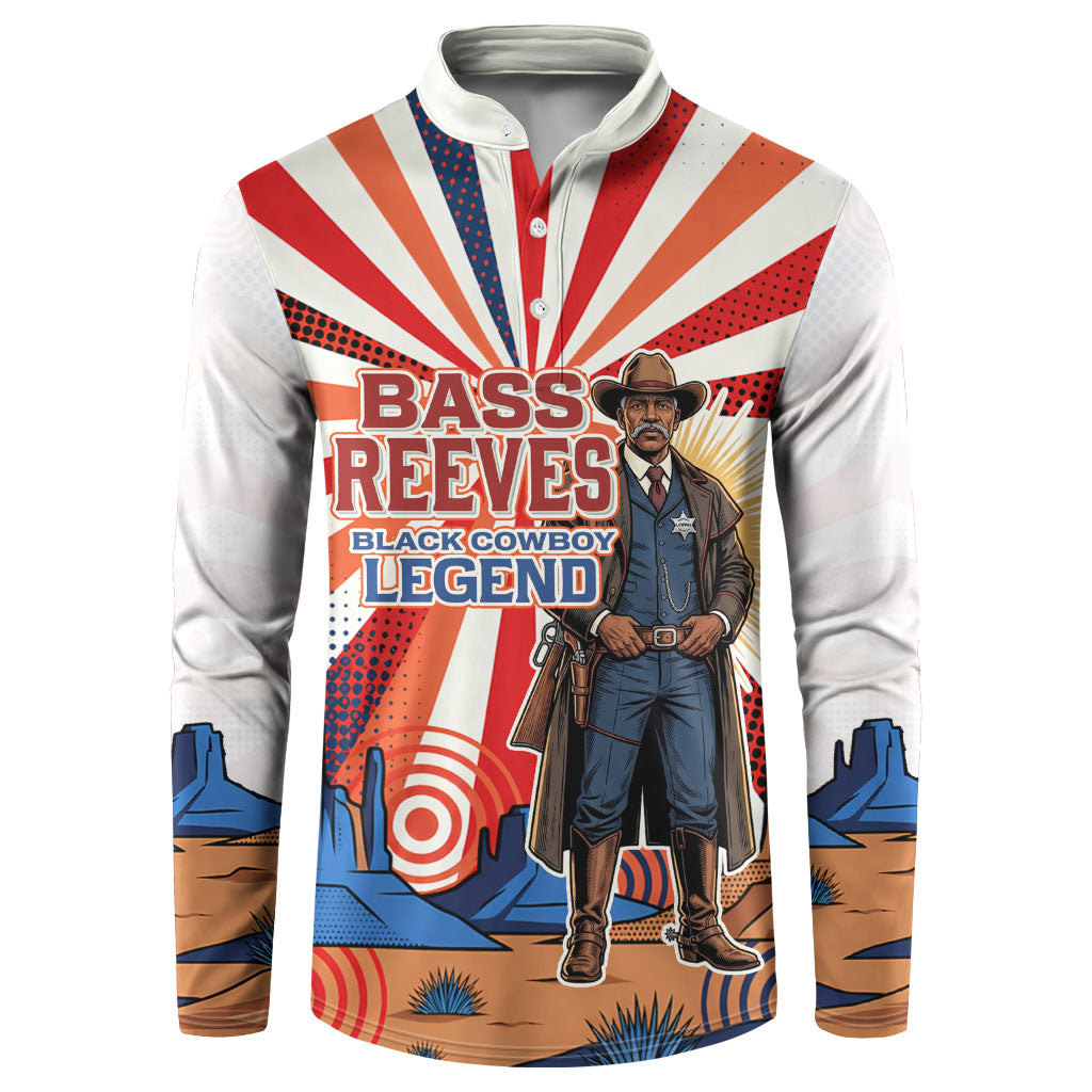 Bass Reeves Black Cowboy Legend Button Sweatshirt Retro Comic Pop Art Sunburst Western US Marshal Badge