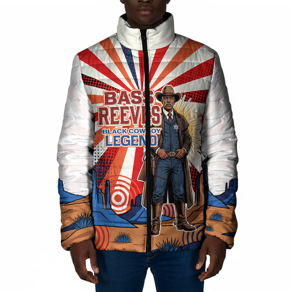 Bass Reeves Black Cowboy Legend Padded Jacket Retro Comic Pop Art Sunburst Western US Marshal Badge