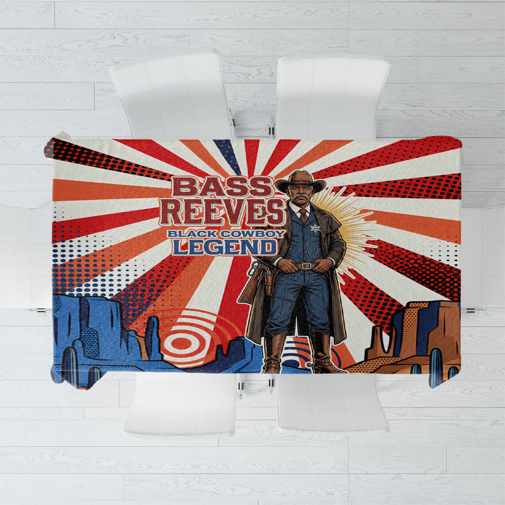 Bass Reeves Black Cowboy Legend Tablecloth Retro Comic Pop Art Sunburst Western US Marshal Badge