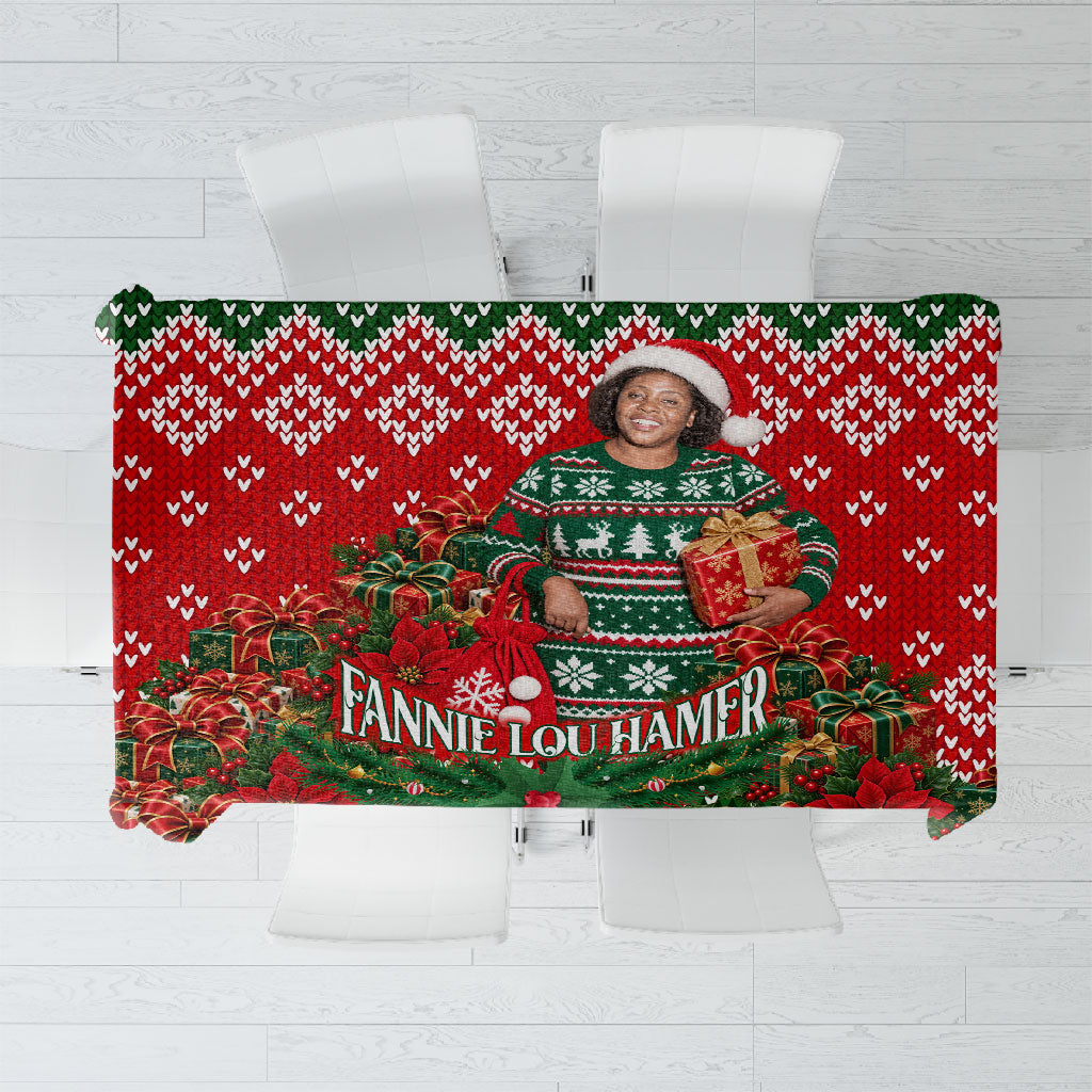 Fannie Lou Hamer Christmas Tablecloth Retro Ugly Christmas Pattern Civil Rights Activist