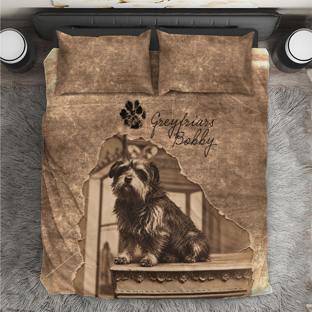 Greyfriars Bobby Scotland Bedding Set Vintage Loyal Dog Legend Heritage Skye Terrier Art