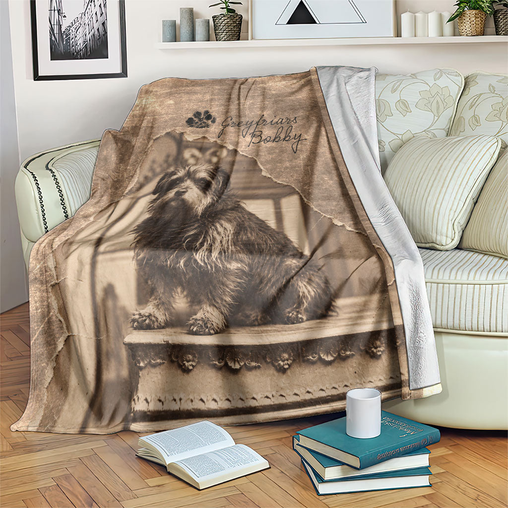 Greyfriars Bobby Scotland Blanket Vintage Loyal Dog Legend Heritage Skye Terrier Art