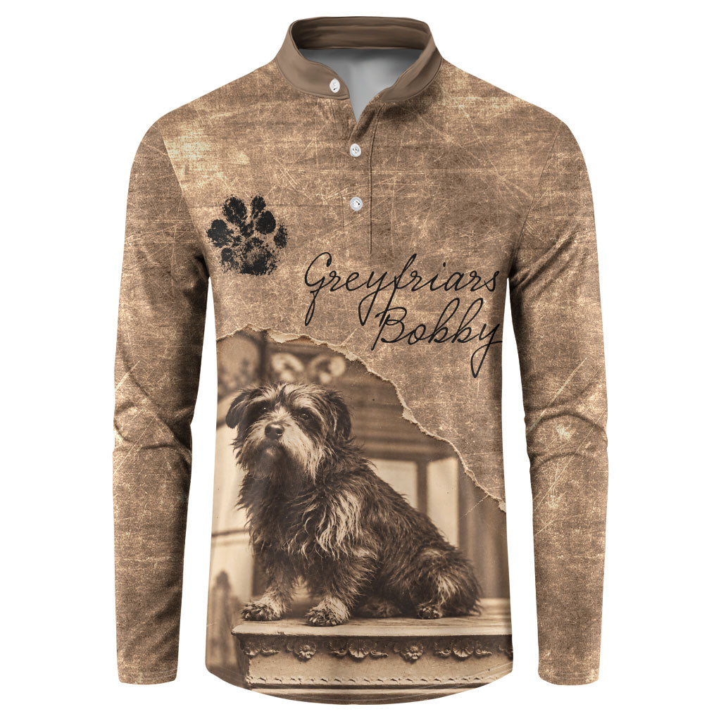Greyfriars Bobby Scotland Button Sweatshirt Vintage Loyal Dog Legend Heritage Skye Terrier Art