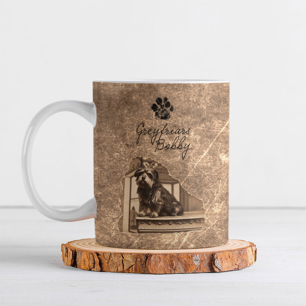 Greyfriars Bobby Scotland Ceramic Mug Vintage Loyal Dog Legend Heritage Skye Terrier Art