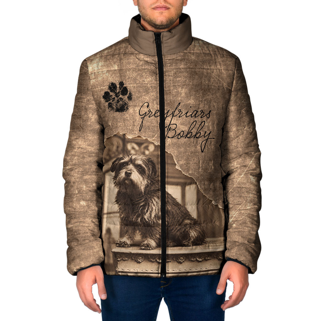 Greyfriars Bobby Scotland Padded Jacket Vintage Loyal Dog Legend Heritage Skye Terrier Art
