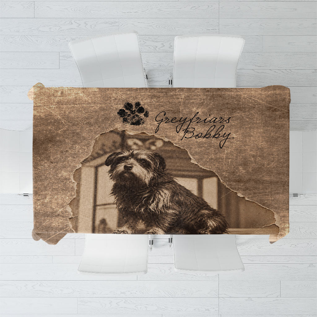 Greyfriars Bobby Scotland Tablecloth Vintage Loyal Dog Legend Heritage Skye Terrier Art