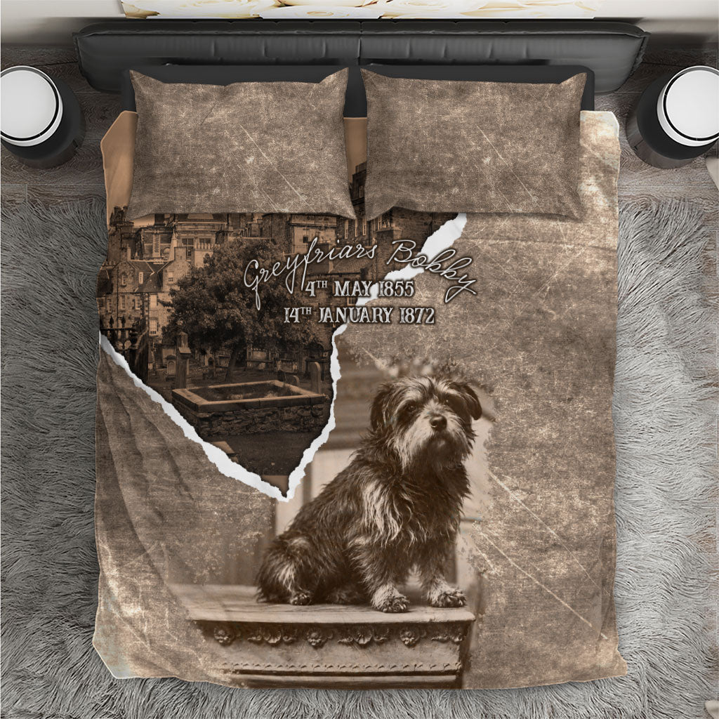 Greyfriars Bobby Scotland Bedding Set Vintage Loyal Dog Legend Memorial Skye Terrier