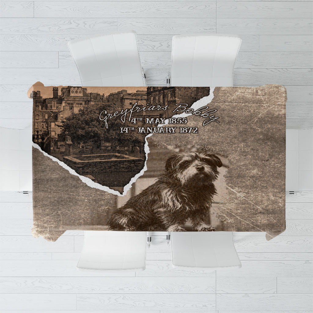 Greyfriars Bobby Scotland Tablecloth Vintage Loyal Dog Legend Memorial Skye Terrier