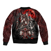 Native American Wolf Spirit Bomber Jacket Tribal Feather Headdress Dreamcatcher Wilderness Pattern