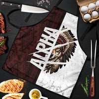 Native American Alpha Wolf Apron Tribal Headdress Split Geometric Pattern Art