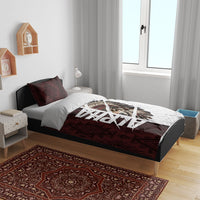 Native American Alpha Wolf Bedding Set Tribal Headdress Split Geometric Pattern Art