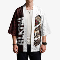 Native American Alpha Wolf Kimono Tribal Headdress Split Geometric Pattern Art