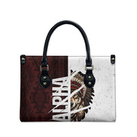 Native American Alpha Wolf Leather Bag Tribal Headdress Split Geometric Pattern Art