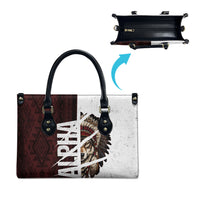 Native American Alpha Wolf Leather Bag Tribal Headdress Split Geometric Pattern Art